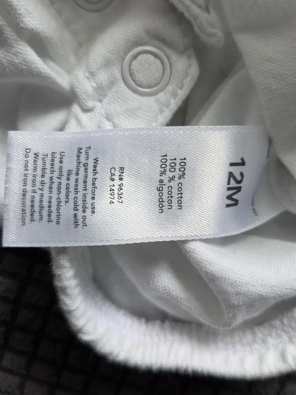 OshKosh B'gosh White Button-Down Long-Sleeve Bodysuit Size 12M